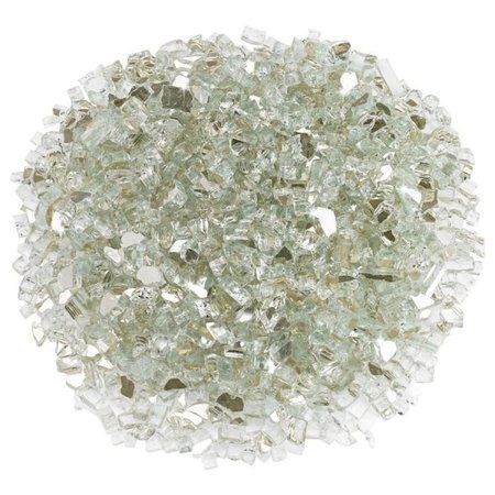 AMERICAN FIRE GLASS 1/2 in Platinum Reflective Fire Glass, 10 Lb Bag AFF-PLATRF-12-10